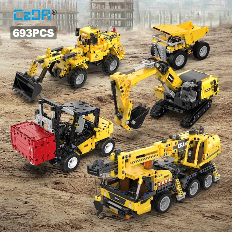Cada 693Pcs עיר WheelLoader רכב כבד כריית משאית אבני בניין DIY הנדסת חופר לבני צעצוע לילדים מתנה