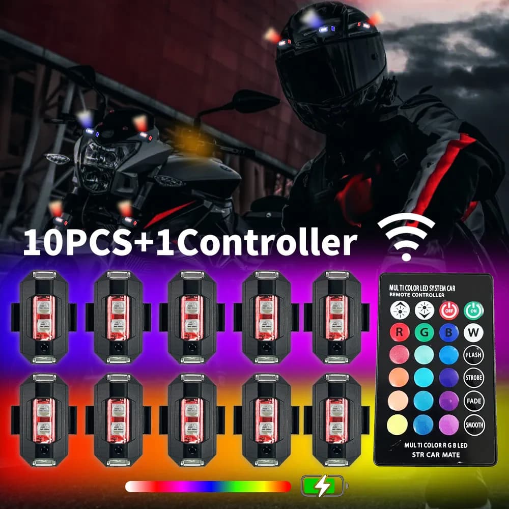 תאורת לילה RGB LED למטוסים, מטוסים ומסוקים, מכוניות. שליטה בצבע קלה, טעינה