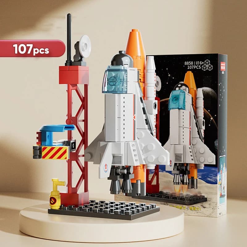 107 חתיכות בניית בלוקים DIY רקטת חלל אמנות השלכה מרכז בסיס פאזל מודל הרכבה קוביות קטנות סט חינוך ילדים צעצוע