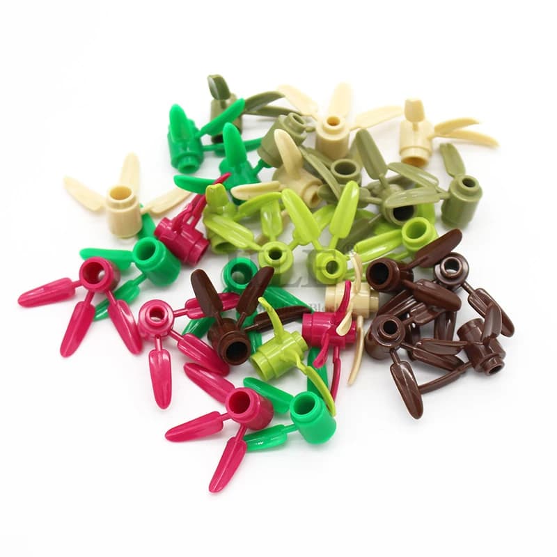 110 יחידות MOC DIY קוביות בנייה צמח לבנה עגולה 1x1 עם 3 עלים במבוק עץ תואם 30176 דמויות ילדים צעצועים פלסטיק