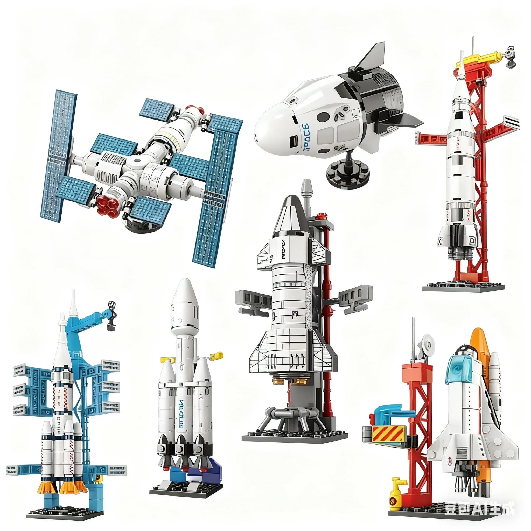 ערכות בניית קוביות MOC Aerospaces Model Manned Rocket Craft Launch Center Space Spacecrafts Aviation City Bricks Kits Ideas