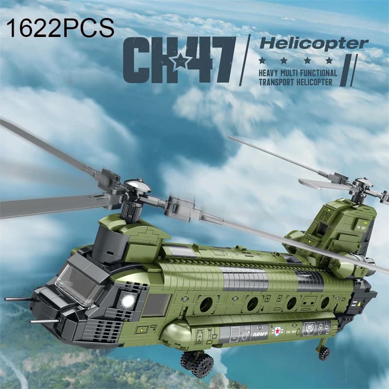 1622pcs CH-47 chinook תחבורה מטוס בניית בלוקים צבא מסוק חמוש מודל מסוק קרב לבנים צעצועים מתנות חג המולד